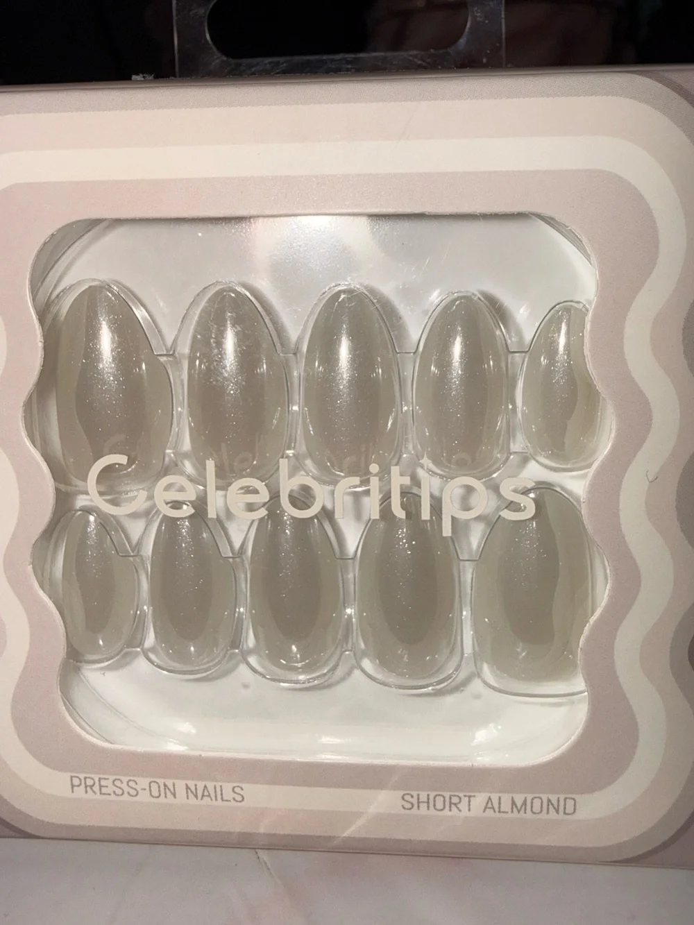 Celebritips “Pearly Grey Glaze” Short Almond Press-On Nails